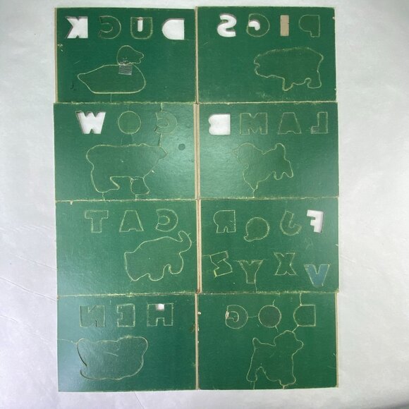 Vintage Animal Alphabet Puzzle Cards Lot of 8 AS IS - Picture 6 of 8